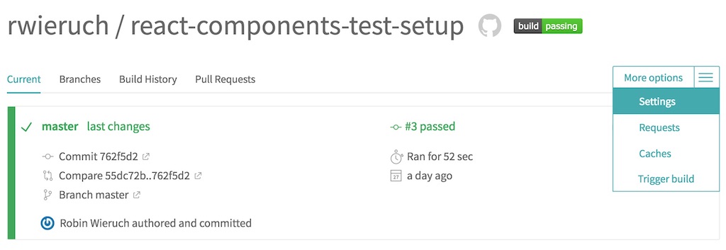 testing coveralls environment variables