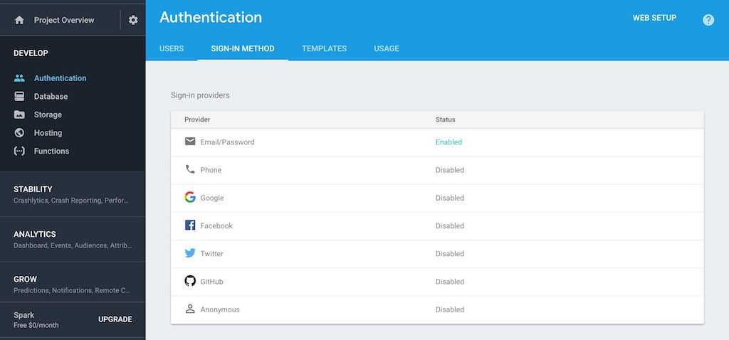 firebase authentication providers