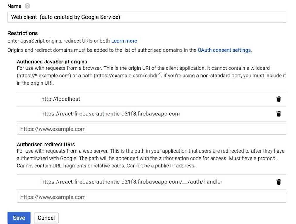 react firebase google social login authorized domains